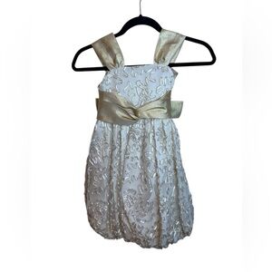 Iris & Ivy Gold Floral Bubble Hem Formal Dress